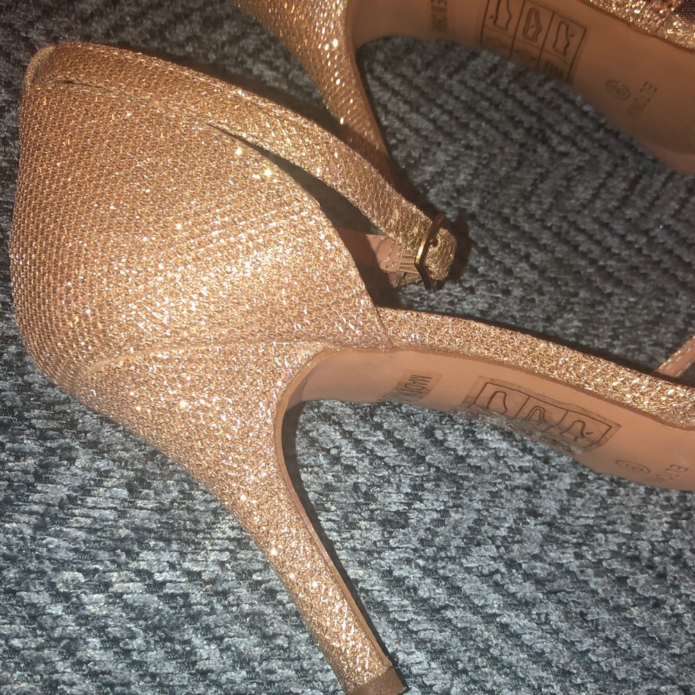 David's Bridal Sparkling Gold Strappy Heels - Picture 13 of 13
